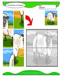 Puzzle Kes Yapıştır Çalışma Sayfaları